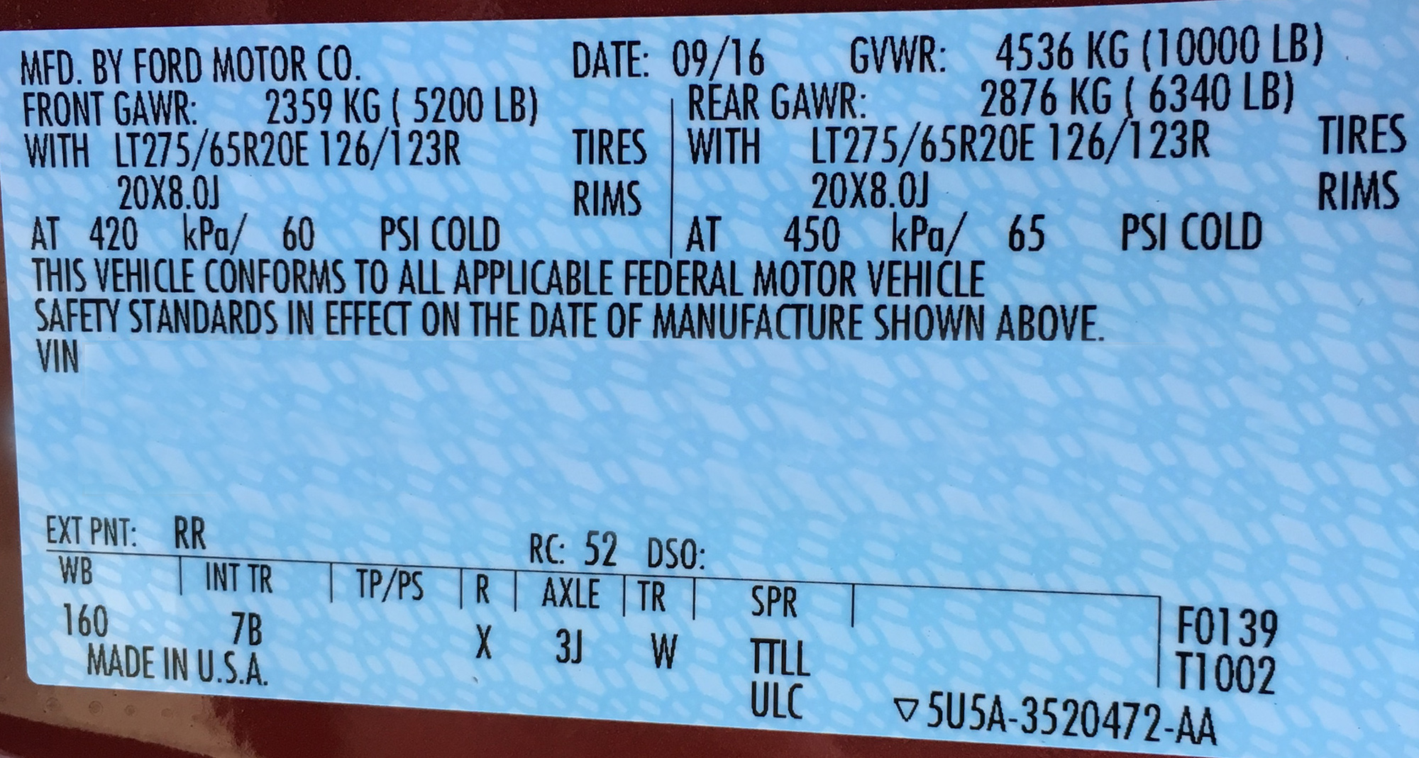 Ford Truck Gvwr Chart