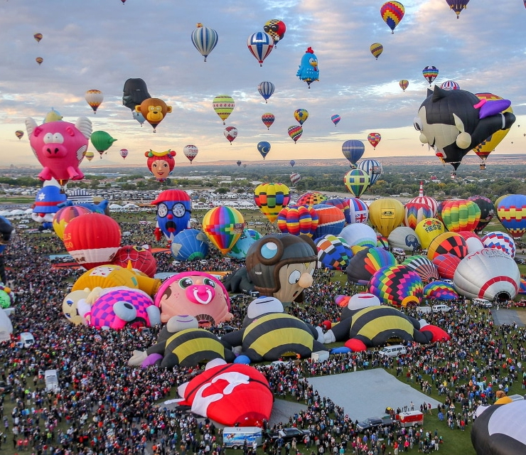 For 9 Days In October the Albuquerque International Balloon Fiesta® creates an enchanted world of special shape balloon rodeos, twilight balloon glows, and vibrant balloon-filled skies.