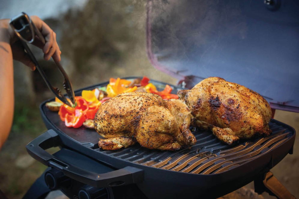 Chicken on the grill - the new Napoleon Travel Grill...