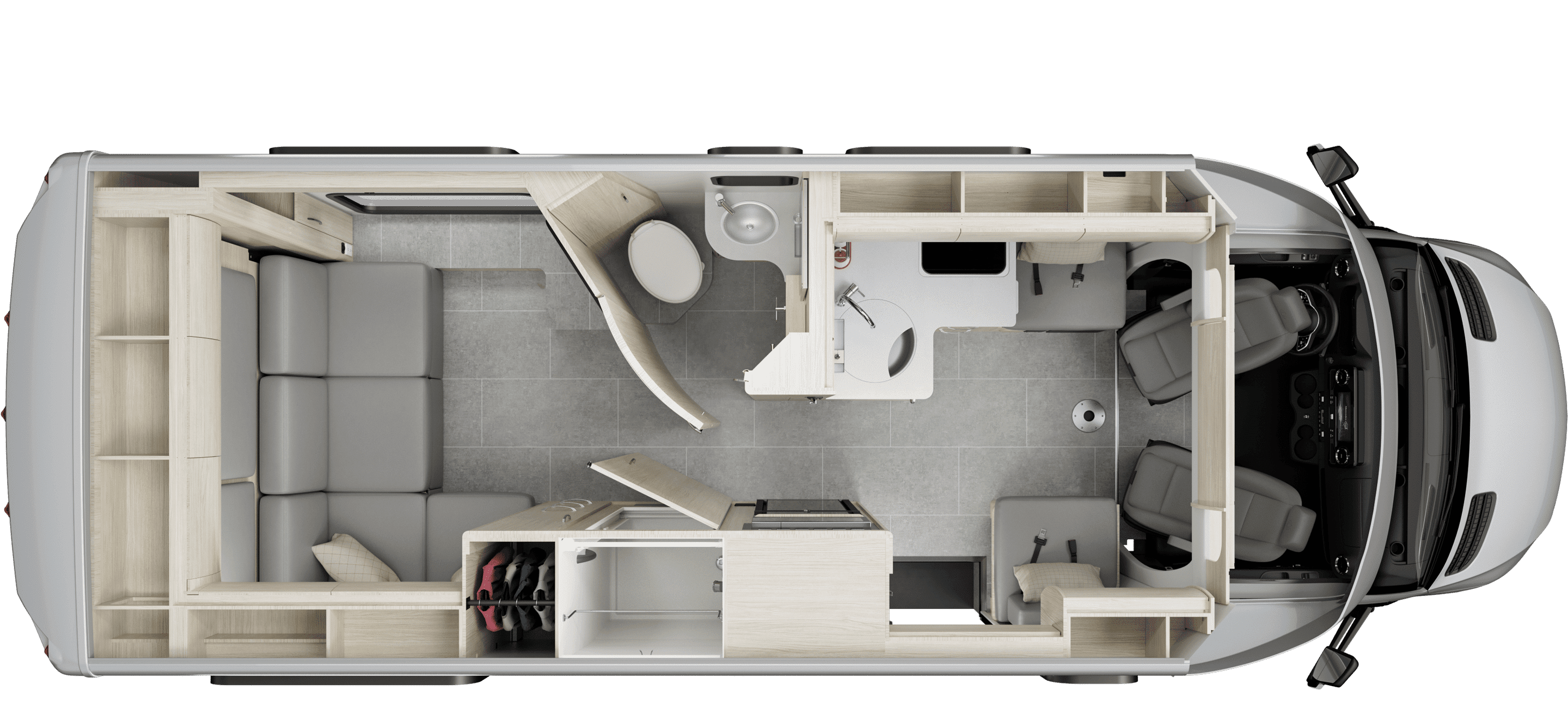 Leisure Travel Vans Unity Rear Lounge floorplan.