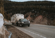 RAM 3500 turbo diesel duallie towing a fifth wheel travel trailer - photo courtesy https://www.ramtruck.ca/en/3500/gallery-page