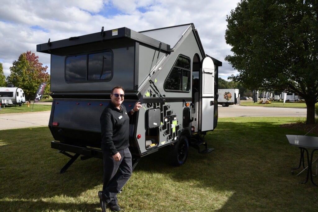 Brett Randall from Aliner showed us the latest models at the Elkhart Dealer Days event.