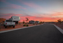 Sunset at Horseshoe Bend RV Resort, Page, Arizona.