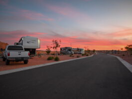 Sunset at Horseshoe Bend RV Resort, Page, Arizona.