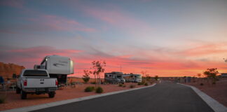 Sunset at Horseshoe Bend RV Resort, Page, Arizona.