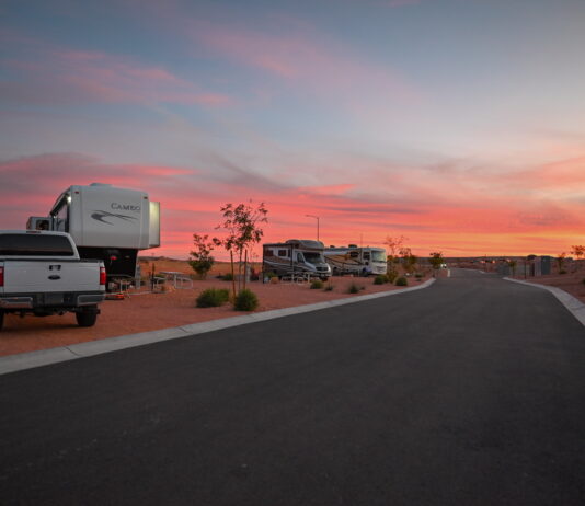 Sunset at Horseshoe Bend RV Resort, Page, Arizona.